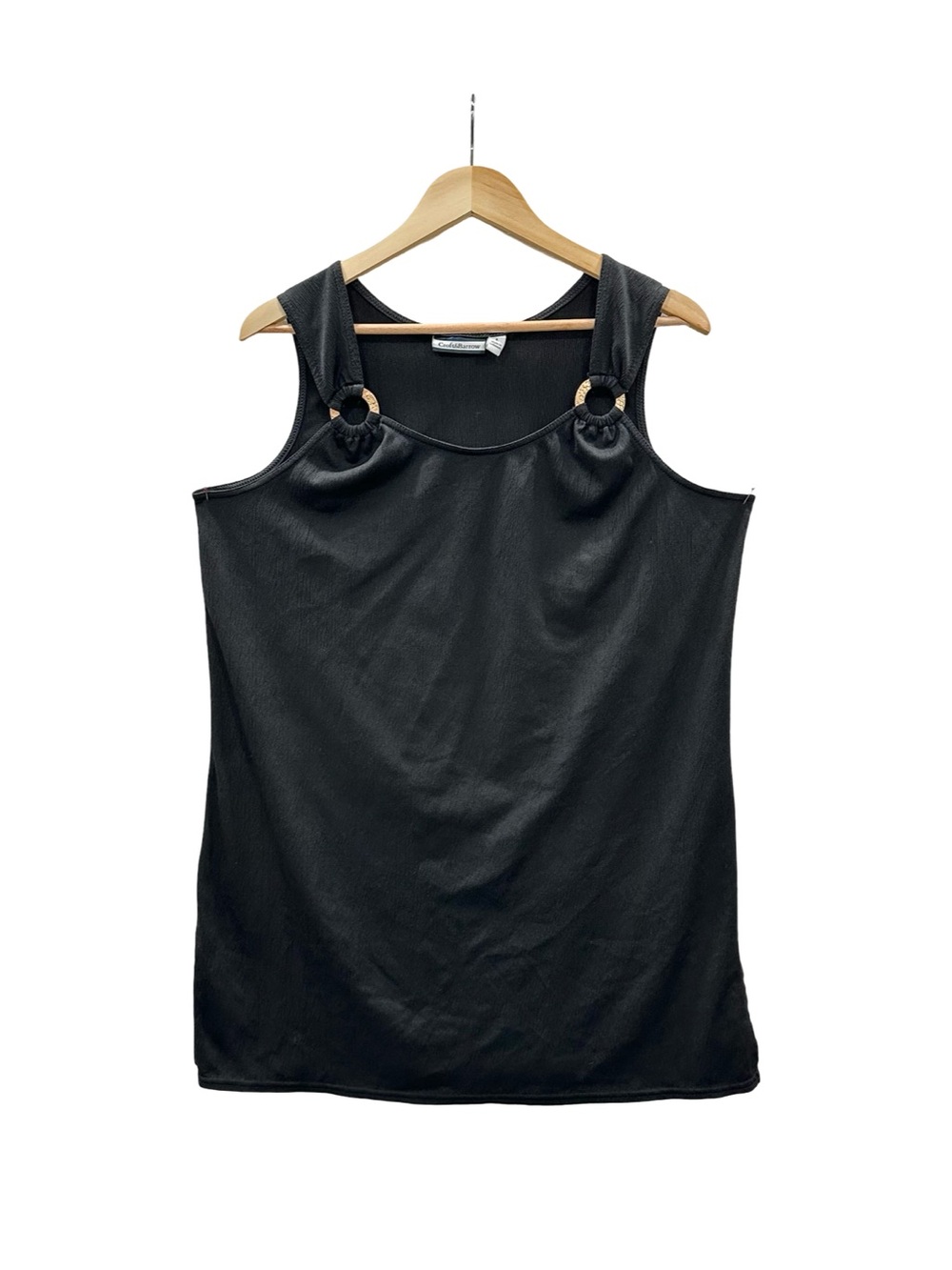 Craft & Barrow Black Satin Ring Detail Top Size L